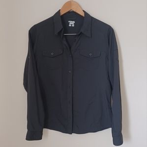 Columbia Black Long Sleeve Button Down Top Women Size Medium